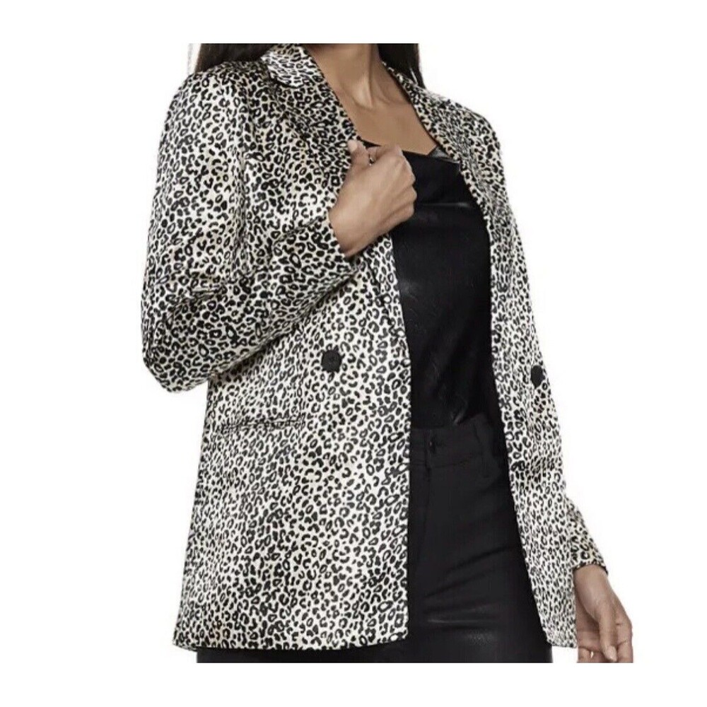Nine West/ Leopard print polyester blazer/X-Small/gold and black/ - Picture 3 of 16